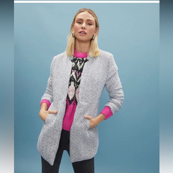 VICI Herringbone Heather Grey Pocketed Coat XS - Picture 1 of 11